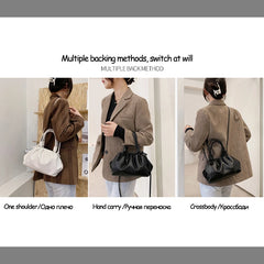 Pleated Cloud Shoulder Bag Women Clip Purse Underarm Handbag
