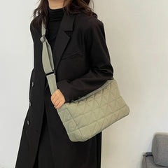 Solid Rhombus Pattern Messenger Bags Women Youth Quilted Handbag