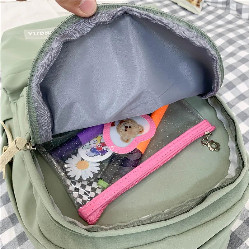 Waterproof Nylon School Backpack for Teenage Girls Laptop Bag