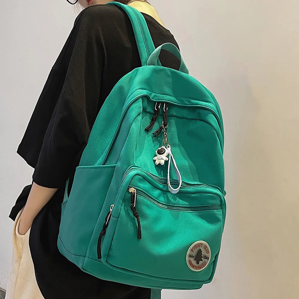 Solid School Bags College Student Women Backpacks Travel Ladies Laptop