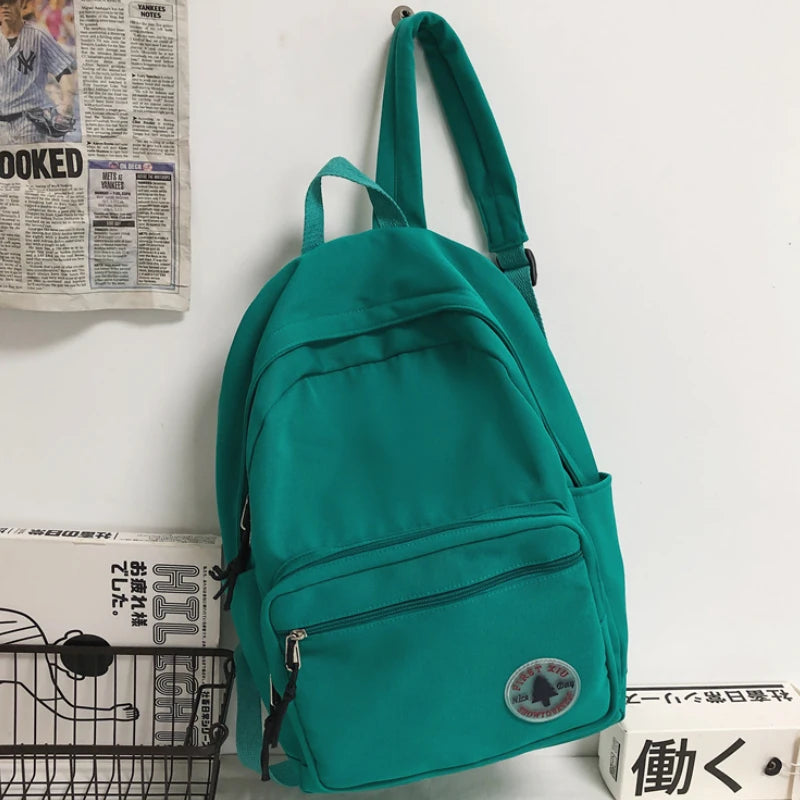 Solid School Bags College Student Women Backpacks Travel Ladies Laptop