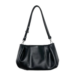 Pleated PU Leather Tote Bag for Women, Retro Crossbody Messenger Bag