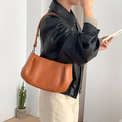 Pleated PU Leather Tote Bag for Women, Retro Crossbody Messenger Bag