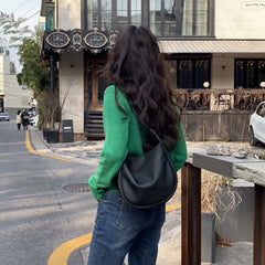 Soft Leather Shoulder Bags Wide Strap Messenger Hobos Bag Lady Large Handbags