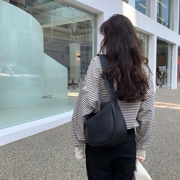 Soft Leather Shoulder Bags Wide Strap Messenger Hobos Bag Lady Large Handbags