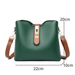Soft Leather Shoulder Crossbody Bag For Women Ladies Small Bucket Handbag