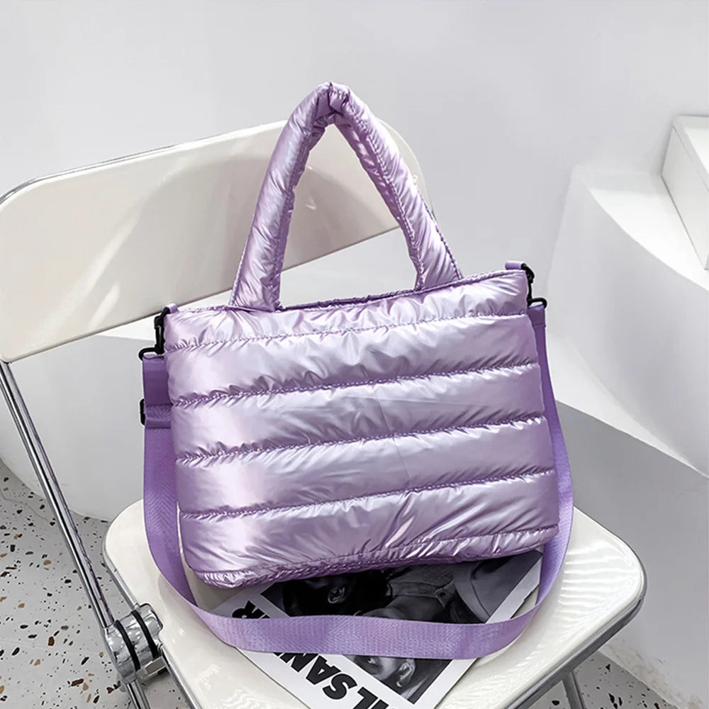 Warm Cotton Crossbody Bag Women Shoulder Tote Winter Handbag