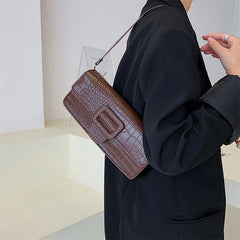 Vintage Crocodile Pattern Underarm Bag for Women Ladies Shoulder Bag