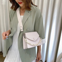 Thick Chain Small PU Leather Crossbody Bag Women Summer Shoulder Handbag