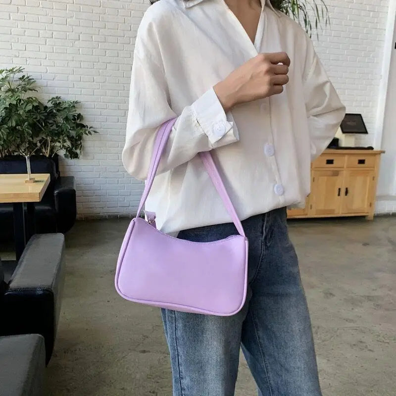 Solid Totes Bags For Women Vintage Handbag Casual Retro Mini Shoulder Bag