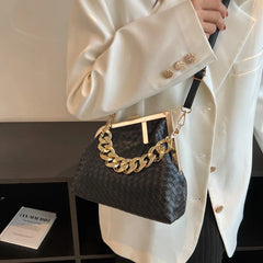 Solid Weaving Crossbody Bag for Women Small Clutch Female Party Handbags