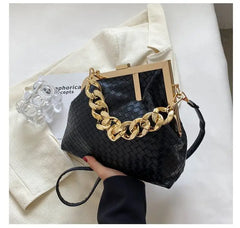 Solid Weaving Crossbody Bags For Women Small Clutch Female Party Handbags