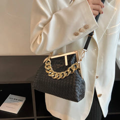 Solid Weaving Crossbody Bags For Women Small Clutch Female Party Handbags