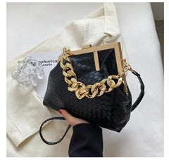 Solid Weaving Crossbody Bag for Women Small Clutch Female Party Handbags