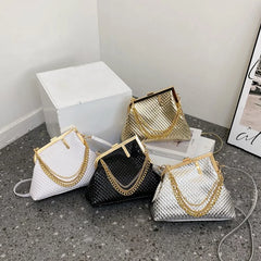 Solid Weave Crossbody Bag Small Clutch Female Party Handbag Lady Shoulder Bag