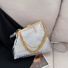 Solid Weave Crossbody Bag Small Clutch Female Party Handbag Lady Shoulder Bag