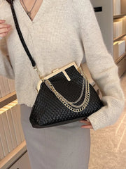 Solid Weave Crossbody Bag Small Clutch Female Party Handbag Lady Shoulder Bag