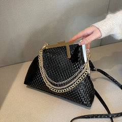 Solid Weave Crossbody Bag Small Clutch Female Party Handbag Lady Shoulder Bag