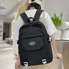 Solid Woman Backpack Casual Student Rucksack Large Capacity Laptop Schoolbag