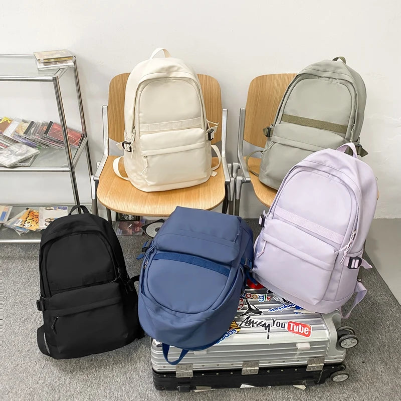 Solid Women Backpack Casual Travel Bag High Schoolbag for Teenage Girls Boys