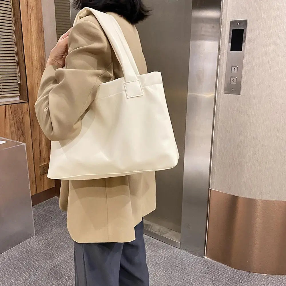 Solid Women Bags Underarm Shoulder Top-handle Bag Totes PU Leather