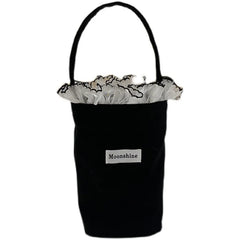 Solid Women Canvas Bucket Bag Lace Portable Phone Pouch Clutch Purse Handbag