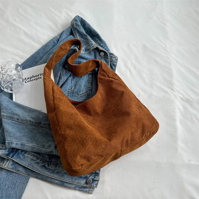 Women Canvas Shoulder Tote Bags Casual Hasp Handbags Armpit Bag