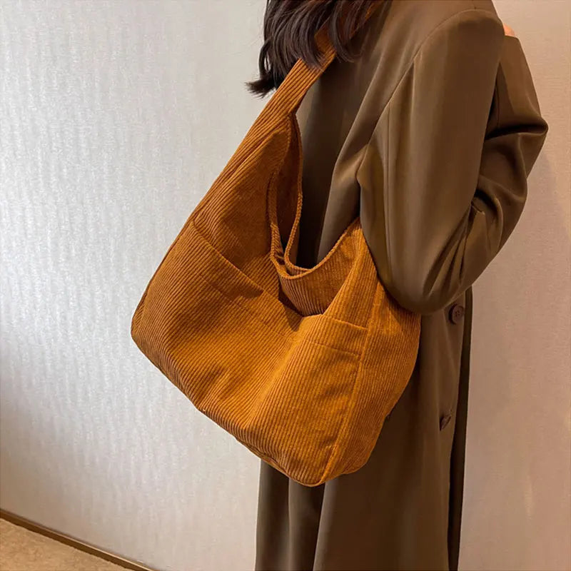 Women Canvas Shoulder Tote Bags Casual Hasp Handbags Armpit Bag