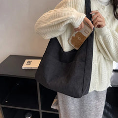 Women Canvas Shoulder Tote Bags Casual Hasp Handbags Armpit Bag