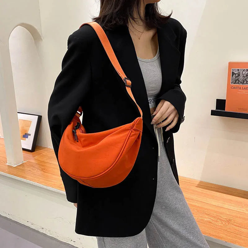 Solid Women Handbag Shoulder Pouch High-Capacity Travel Hand Bag