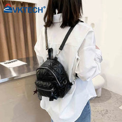 Solid Women PU Leather Backpack School Travel Bags Daily Bag