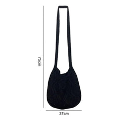 Vintage Knitting Tote Bag Crochet Large Capacity Shopping Bag
