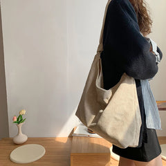 Corduroy Women Shoulder Bag Large Capacity Tote Handbag