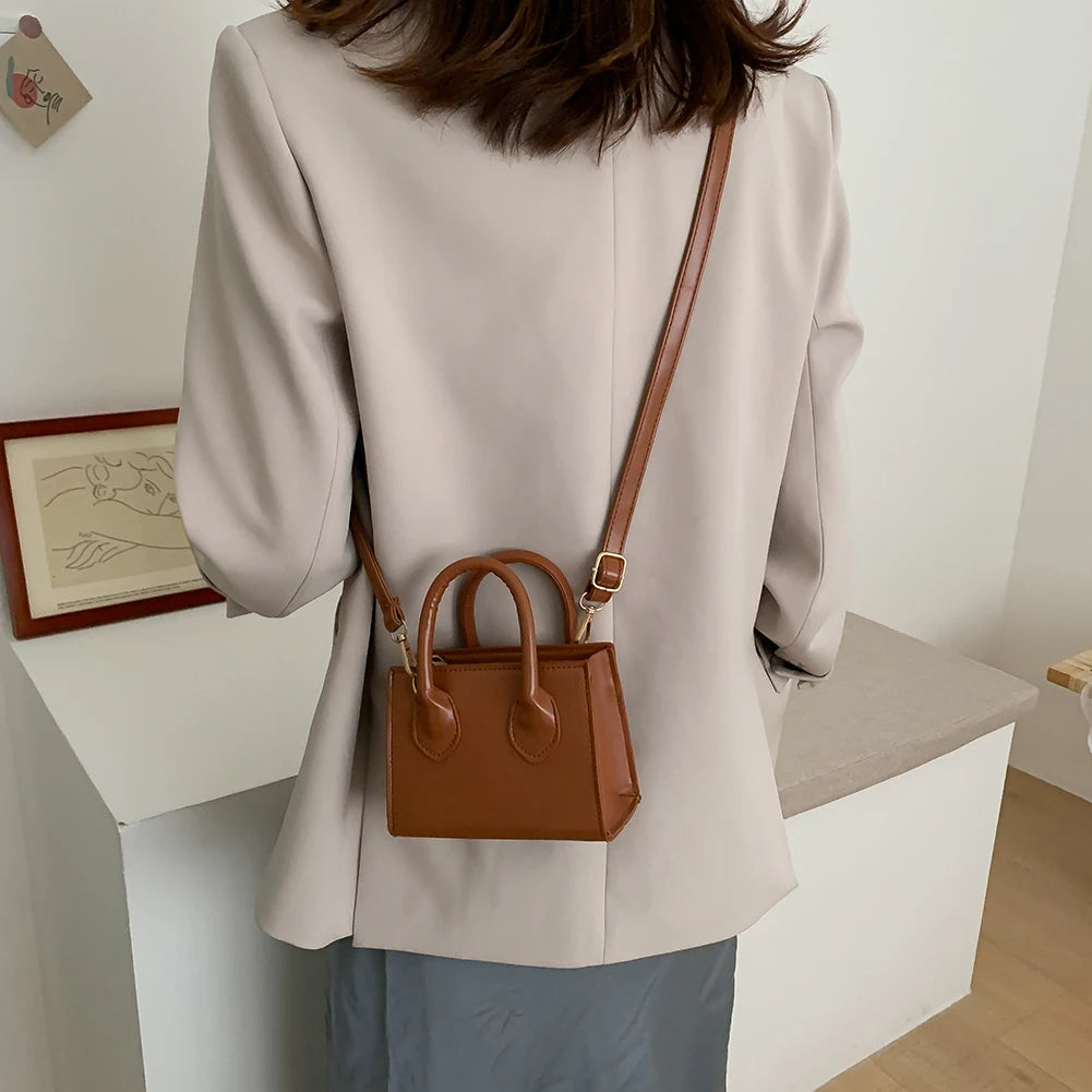 Solid Women Shoulder Handbag Small Totes Crossbody Bags PU Leather