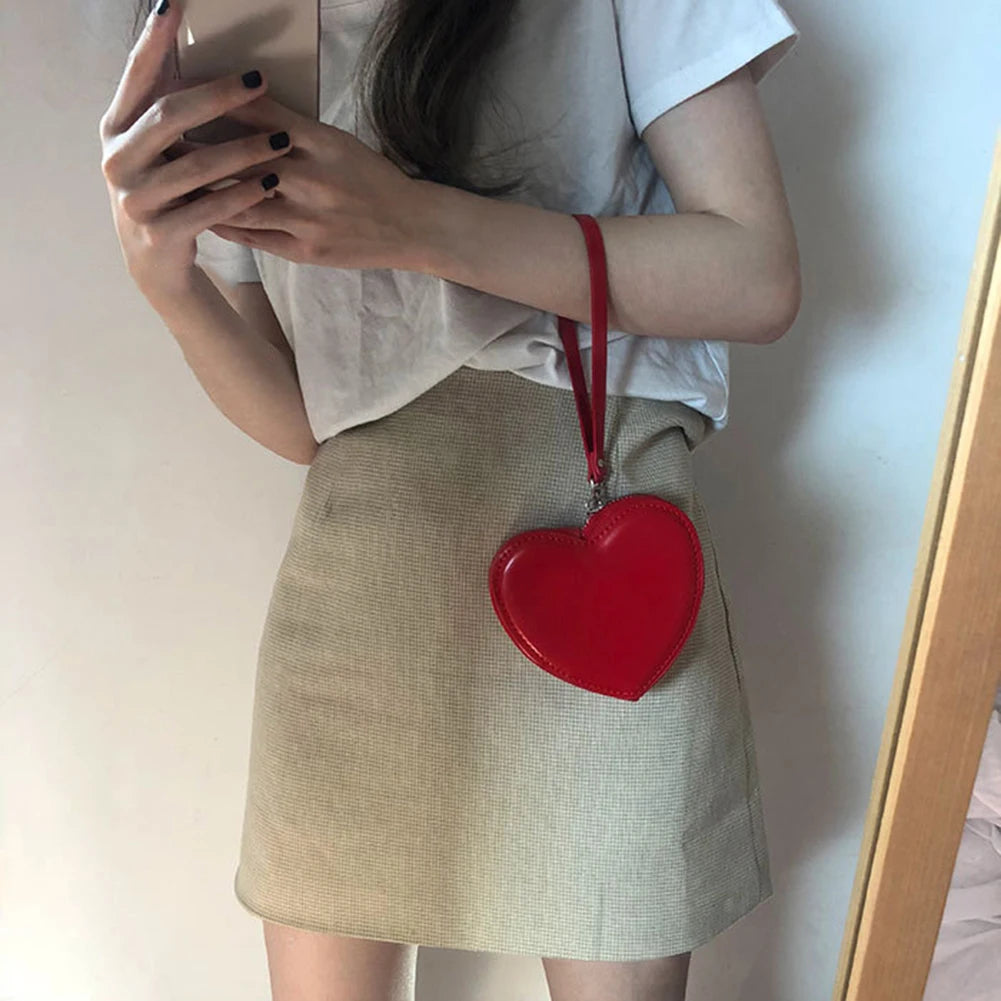 Heart Shaped Mini Ladies Money Purse Clutch Party Wristlet