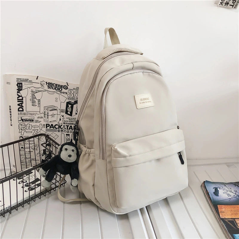Solid Women's Backpack Multi-pocket Casual Travel Bag for Teenage Girl