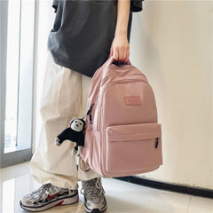 Solid Women's Backpack Multi-pocket Casual Travel Bag for Teenage Girl