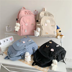 Solid Women's Nylon Backpack School Bag for Teenage Girl Shoulder Backpack