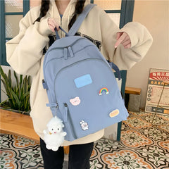 Solid Women's Nylon Backpack School Bag for Teenage Girl Shoulder Backpack