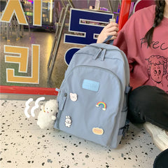 Solid Women's Nylon Backpack School Bag for Teenage Girl Shoulder Backpack