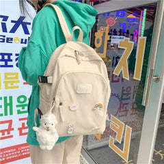 Solid Women's Nylon Backpack School Bag for Teenage Girl Shoulder Backpack