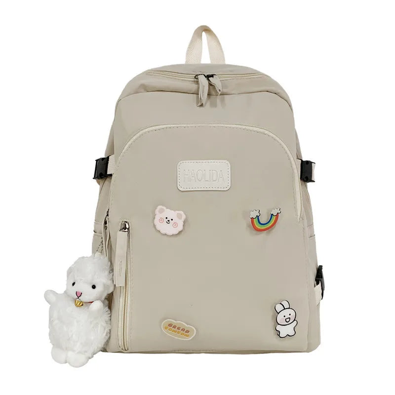 Solid Women's Nylon Backpack School Bag for Teenage Girl Shoulder Backpack