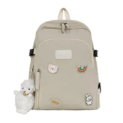 Solid Women's Nylon Backpack School Bag for Teenage Girl Shoulder Backpack