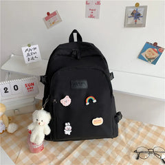 Solid Women's Nylon Backpack School Bag for Teenage Girl Shoulder Backpack