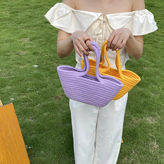 Retro Straw Shoulder Bag Summer Tote Purse Female Handbag