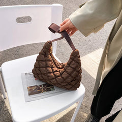 Quilted Cotton Padded Nylon Shoulder Bag Women Large Capacity Shoulder Bag