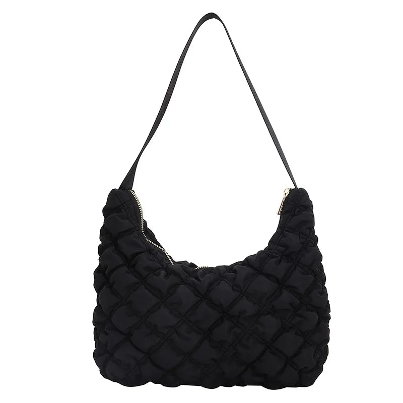 Quilted Cotton Padded Nylon Shoulder Bag Women Large Capacity Shoulder Bag