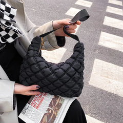 Quilted Cotton Padded Nylon Shoulder Bag Women Large Capacity Shoulder Bag