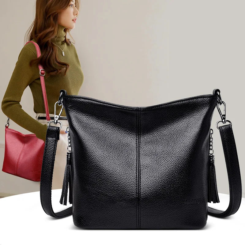 Solid Colors Travel Tote PU Leather Shoulder Bags Women Messenger Bag