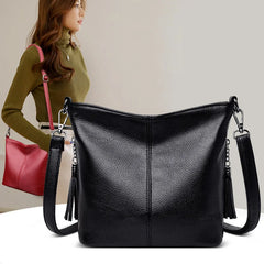 Solid Colors Travel Tote PU Leather Shoulder Bags Women Messenger Bag